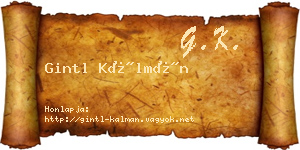 Gintl Kálmán névjegykártya
