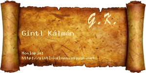 Gintl Kálmán névjegykártya
